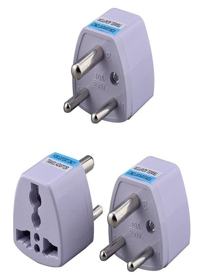 fdealz [ 3 Pieces ] Universal Travel Plug Adapter Standard EU Round India, Europe Travel Plug Adapter Portable Plug Adapter Type White - Image 1